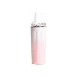 Yağmur Store 304 L Çelik 500 Ml. Pembe Beyaz Degrade Pipetli El Termos Mug CIN913PM - 230 ml