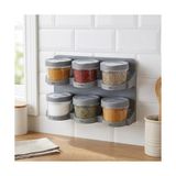 Yağmur Store 6’lı Standlı Baharatlık Plastik Şeffaf Kaşıklı Baharat Standı Duvara Asılabilir ve Masa Üstü Kullanılabilir Baharat Seti Mutfak Organizer - 0,5 x 7 cm