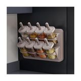 Yağmur Store 8'li Standlı Baharatlık Seti, Tezgah Üstü ve Duvara Monte, Kilitli Kapak, Şeffaf Kavanozlar, Bpa Içermez, Modern Minimalist, Bej/gri - 0,5 x 7 cm