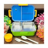 Yağmur Store Beslenme Kutusu Paslanmaz Çelik - 880 ml 2 Bölmeli Renkli Desenli Çocuk Beslenme Kabı (Mavi) - 0,5 x 7 cm
