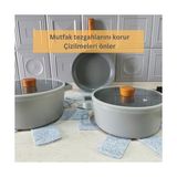 Yağmur Store Beylini 12 Li Set Tencere Tava Koruyucu Borcam Çizdirmez Keçe Düzenleyici (Gri)