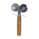 Yağmur Store Çift Taraflı Paslanmaz Çelik Hamur ve Pizza Kesici, Tırtıklı ve Düz Bıçaklı, Ergonomik Ahşap Saplı, Ravioli, Mantı, Kurabiye ve Pizza Kesme Aleti