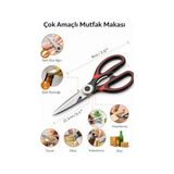 Yağmur Store Çok Amaçlı Mutfak Makası, Paslanmaz Çelik Bıçak, Entegre Ceviz Kırıcı ve Şişe Açacağı, Kaymaz Ergonomik Sap, Tavuk, Et, Sebze ve Ambalaj Kesimi Için