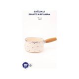 Yağmur Store Cupid Ahşap Saplı Kalp Desenli Emaye Sos Tavası 16CM 1,3 Litre (Indüksiyon Dahil Tüm Ocaklara Uygun)