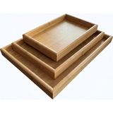 Yağmur Store Doğal Bambu Sunum Tepsisi Seti, Iç Içe Geçebilir Dikdörtgen Servis Tepsisi, 3'lü Set, 40X30, 35X25, 30X20 cm