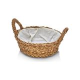 Yağmur Store El Yapımı Doğal Hasır Kulplu Çok Amaçlı Dekoratif Yuvarlak Sepet, Hasır Kulplu Ekmek Sepeti (27X8CM)