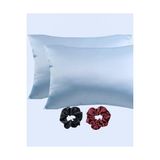 Yağmur Store Ipeksi Saten 50X70 cm Yastık Kılıfı 2 Adet, Kıvırcık Saçlar,dalgalı ve Düz Saçlar, Bordo 2 Adet Hediye Saten Toka,cilt Dostıu,cilt Bakım,kozmetik,hediyelik,çeyizlik Kullanılabilir (Mavi) - 001-Renkli