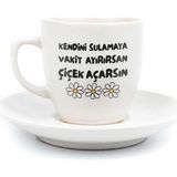 Yağmur Store Kendini Sulamaya Vakit Ayırırsan Çiçek Açarsın Krem Türk Kahvesi Fincanı - Hediye Seramik Türk Kahvesi Fincanı