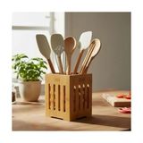 Yağmur Store Küçük Boy Doğal Bambu Kaşıklık - Hasır Örgü Tasarımlı Çatal Kaşık Düzenleyici Tezgah Üstü ve Sofra Sunum Sepeti Organizer (14 x 10 Cm) - 01P-Pembe