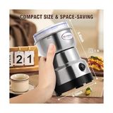Yağmur Store Moongiantgo Mini Baharat Kahve Öğütücü Elektrikli 10S Hızlı Öğütücü Çok Işlevli Parçalama Makinesi Kuru Tahıl Değirmeni Baharat Tohumları Pirinç Çekirdeği Çeşniler Için (Gümüş, 110V) - 1650 W