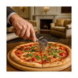 Yağmur Store Pizza ve Hamur Kesici – Ahşap Saplı Çift Bıçaklı Paslanmaz Çelik, Düz ve Tırtıklı Bıçaklı Dilimleyici | Profesyonel Mutfak Aracı
