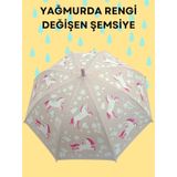 Yağmurda Rengi Değişen Toz Pembe Kız Çocuk Şemsiye Toz Pembe Açık Pembe