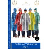 #Yağmurluk Su Geçirmez Kapüşonlu Polietilen Dayanıklı Standart Beden Hafif Kullan At Yağmurluk Mavi