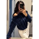 Yaka Detaylı Sakallı Triko Kazak P-00017982 - Lacivert - Standart