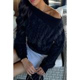 Yaka Detaylı Sakallı Triko Kazak P-00017982 - Siyah - Standart