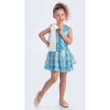 Yaka Fiyonk Işıltılı Pul Payet Kumaş Kız Çocuk Abiye Elbise M00702 - 12 Yaş - Mavi