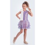 Yaka Fiyonk Işıltılı Pul Payet Kumaş Kız Çocuk Abiye Elbise M00702 - 6 Yaş - Lila