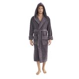 Yaka Jakarlı%100 Cotton Erkek Bornozu ANTRASİT 3XL
