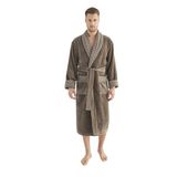 Yaka Jakarlı%100 Cotton Erkek Bornozu HAKİ 3XL
