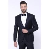 Yaka Pileli Lacivert Slim Fit Damatlık Takım Elbise | Wessi