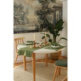 Yakacihome Florina Yeşil 4AMERIKANSERVIS,1RUNNER,4PEÇETE, 4peçetehalkası Duck Keten Yıkanabilir Leke Tutmaz Set - 140 cm