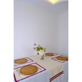 Yakacihome Terra 5 Parça | 4 Parça Amerikan Servis & 1 Parça Runner Duck Keten Mürdüm Fisto Dantel Biyeli Set - 40 x 140 cm