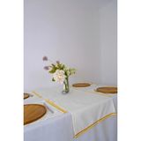 Yakacihome Ziggy 5 Parça | 4 Parça Amerikan Servis & 1 Parça Runner Duck Keten Yıkanabilir Leke Tutmaz - 40 x 50 cm - Krem