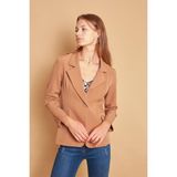 Yakalı Cep Kapaklı Uzun Kol Hafif Likralı Kumaş Ofis Blazer Ceket-Camel - 44