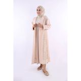 Yakalı Dantel Güpür Detay Abaya 7830 Taş
