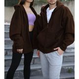 Yakamel Çiftlere Özel Kahverengi Oversize (Tekli) Couple Hırka