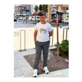 YAKAMEL Çocuk FÜME Renk Gabardin Canvas Beli Lastikli 5 Cep Okul Pantolonu