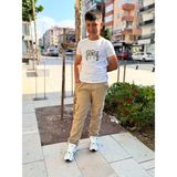 Yakamel Çocuk Kanvas Kargo Cepli Dokuma Okul Pantolonu - 9 Yaş - Açık Krem