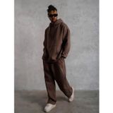 Yakamel Erkek 3 İplik Kapşonlu Kanguru Cep Hoodie Eşofman Takımı