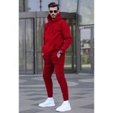 YAKAMEL Erkek 3 Iplik Şardonlu Bordo Kapşonlu Eşofman Takımı
