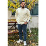 Yakamel Erkek Bej Bisiklet Yaka Içi Polarlı 3 Iplik Pamuklu Regular Fit Unisex Sweatshirt