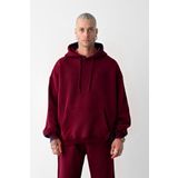YAKAMEL Erkek Bol Kesim Oversize 3 Iplik Içi Pamuklu Şardonlu Kanguru Cep Kapşonlu Kışlık Hoodie Sweatshirt