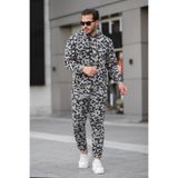 YAKAMEL Erkek Bol Oversize 3 İplik İçi Pamuklu Kanguru Cep Kapşonlu Lastikli Paça Jogger Kış Eşofman Takımı