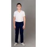Yakamel Erkek Esnek Yüksek Bel Regular Ribana Belli Lacivert Çocuk Okul Pantolonu
