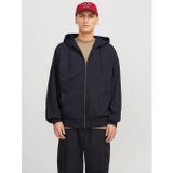Yakamel Erkek Füme 3İplik Polarlı Kapşonlu Oversize Sweatshirt Hırka
