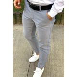 Yakamel Erkek Gri İtalyan Fit Esnek Likralı Bilek Boy Kumaş Pantolon