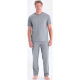 Yakamel Erkek Gri T-Shirt Alt Üst Penye Pijama Takımı