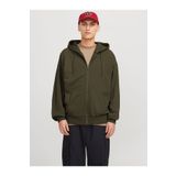 YAKAMEL Erkek HAKİ 3İplik Polarlı Kapşonlu Oversize Sweatshirt Hırka