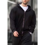 YAKAMEL Erkek İnterlok İki İplik Mevsimlik Rahat Kapşonlu Kanguru Cepli Sweatshirt Fermuarlı Hırka
