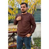 Yakamel Erkek Kahverengi Bisiklet Yaka Içi Polarlı 3 Iplik Pamuklu Regular Fit Unisex Sweatshirt