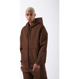 YAKAMEL Erkek KAHVERNGİ Fermuarlı Kapşonlu Kanguru Cep Basic Sweatshirt Hırka