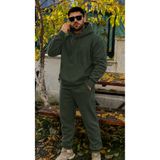 YAKAMEL Erkek Kapşonlu 3 İplik Şardonlu Salaş Bol Hoodie Eşofman Takımı
