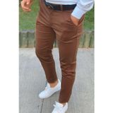 Yakamel Erkek Kiremit İtalyan Fit Esnek Likralı Bilek Boy Kumaş Pantolon
