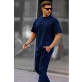 YAKAMEL Erkek Lacivert Batik Rahat Yazlık Penye Oversize T-shirt Pijama Takımı