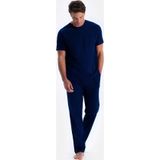 Yakamel Erkek Lacivert Batik T-Shirt Alt Üst Penye Pijama Takımı