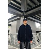 YAKAMEL Erkek Lacivert Bol Kalıp Basic Baskısız Düz Sweatshirt Hırka
